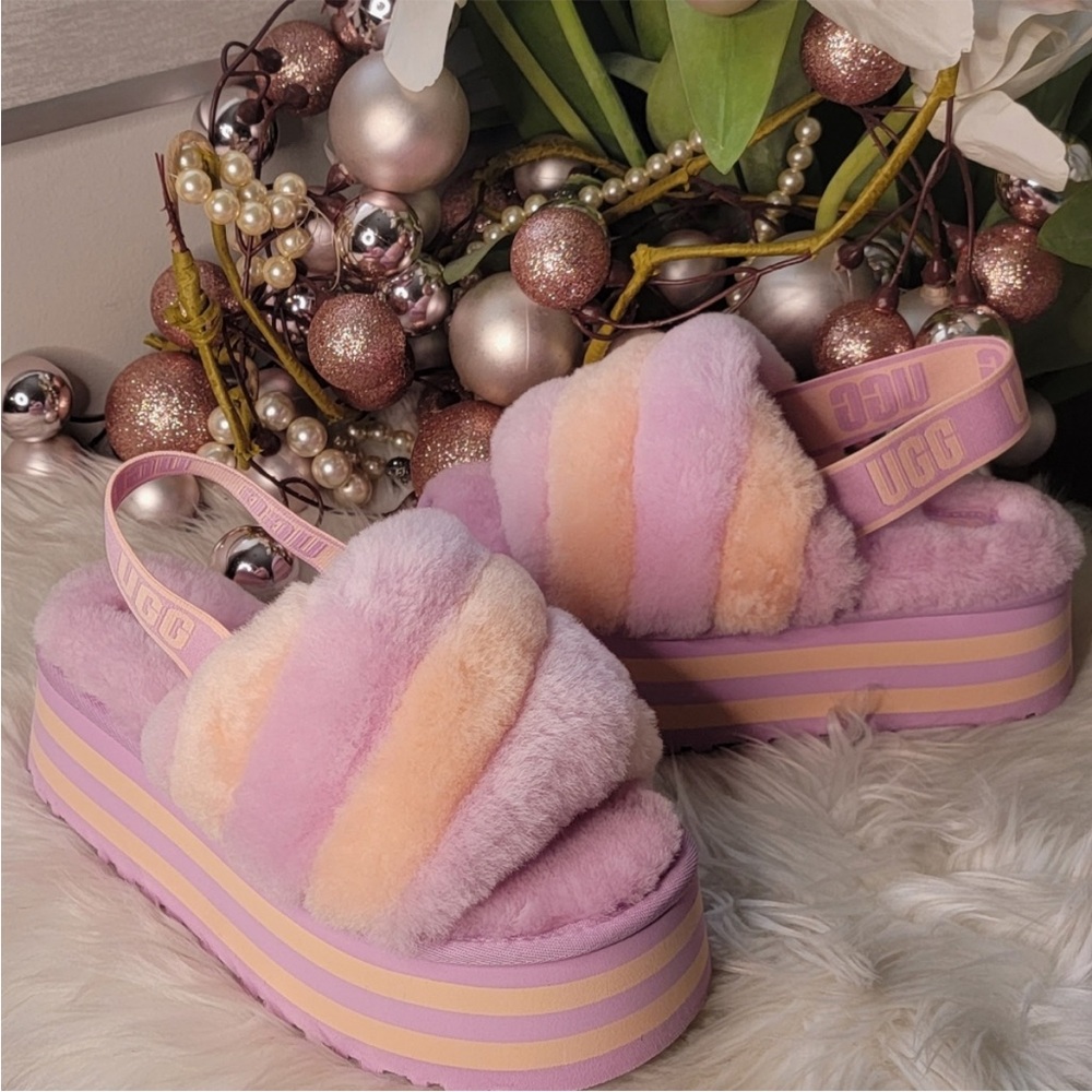 Ugg disco stripe platform slippers